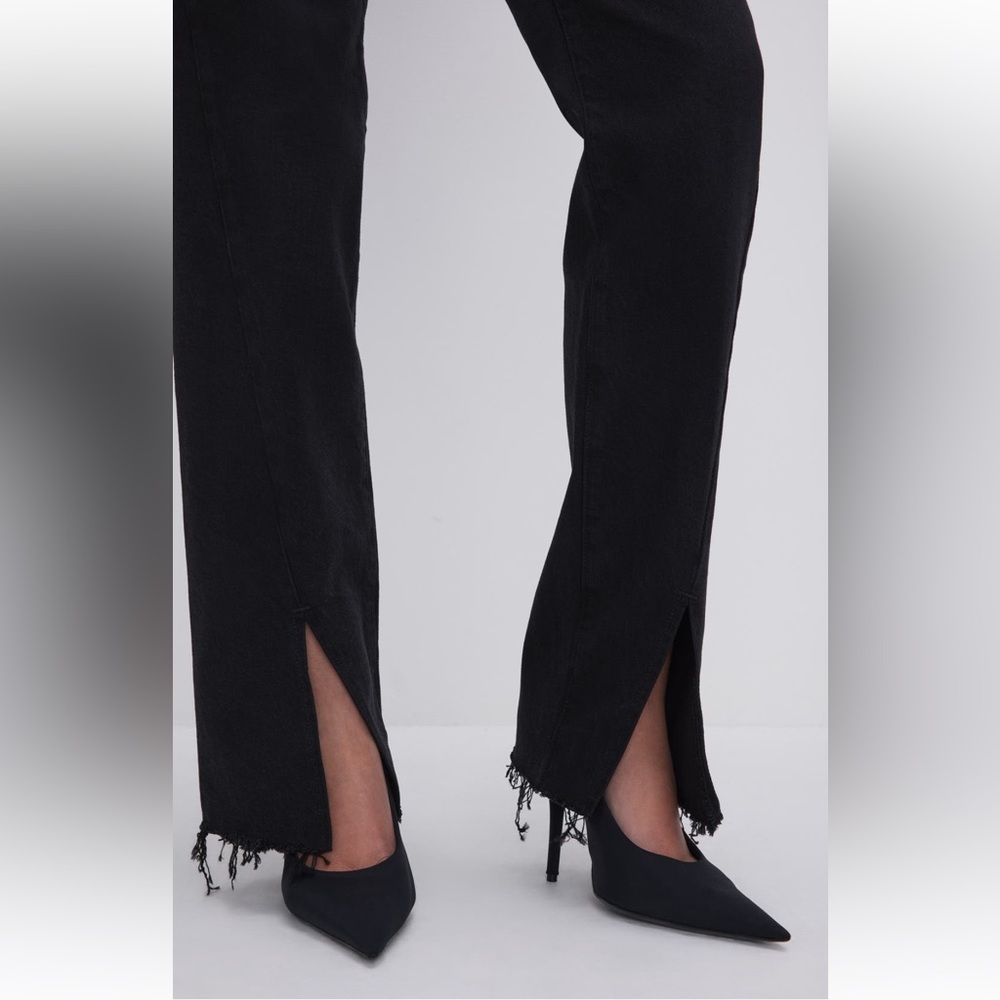 Good American Good Boy Twisted Slit Black Jeans